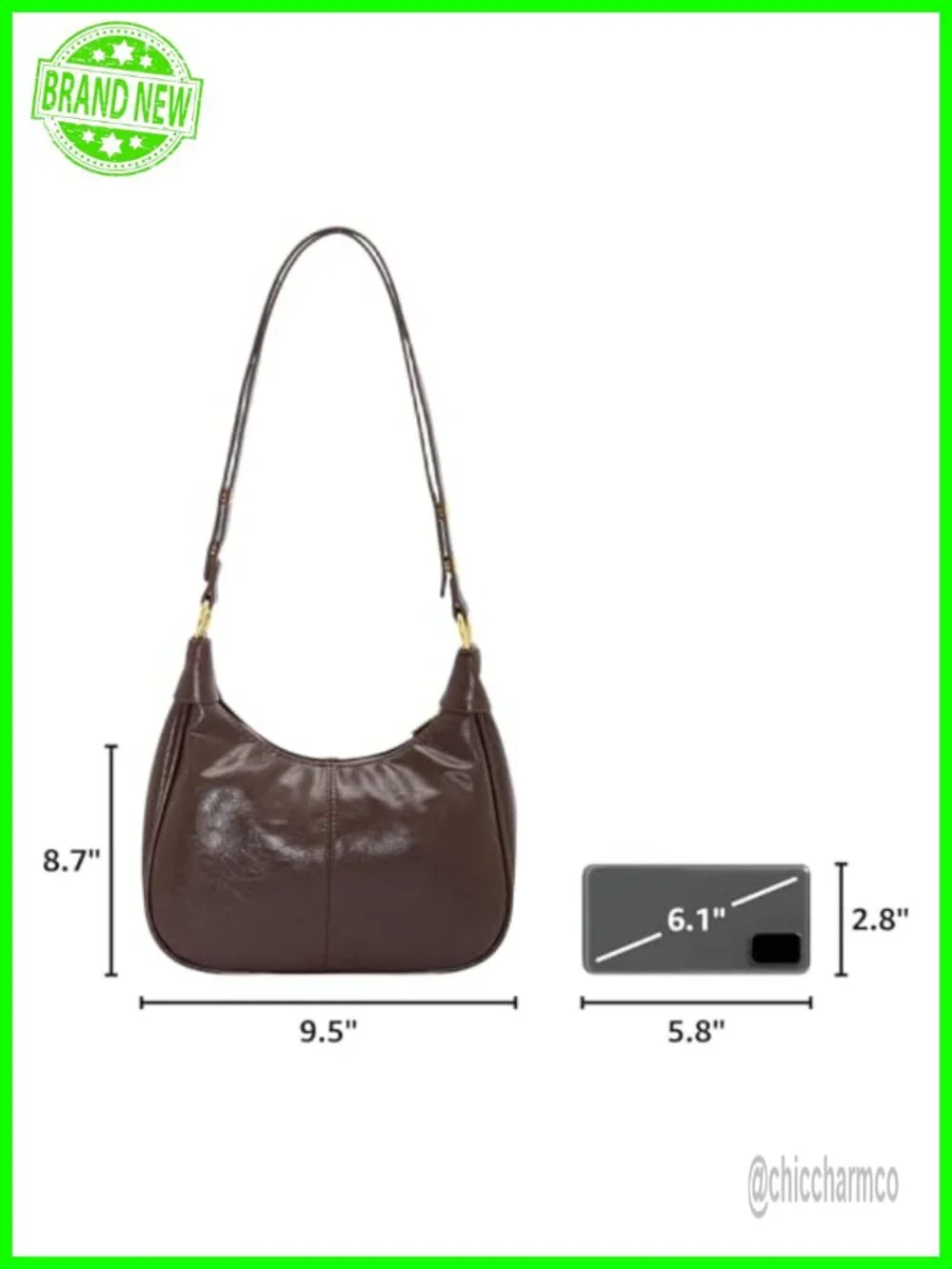 Faux Leather Crescent Hobo Bag Shoulder Purse Adjustable Strap ZIP